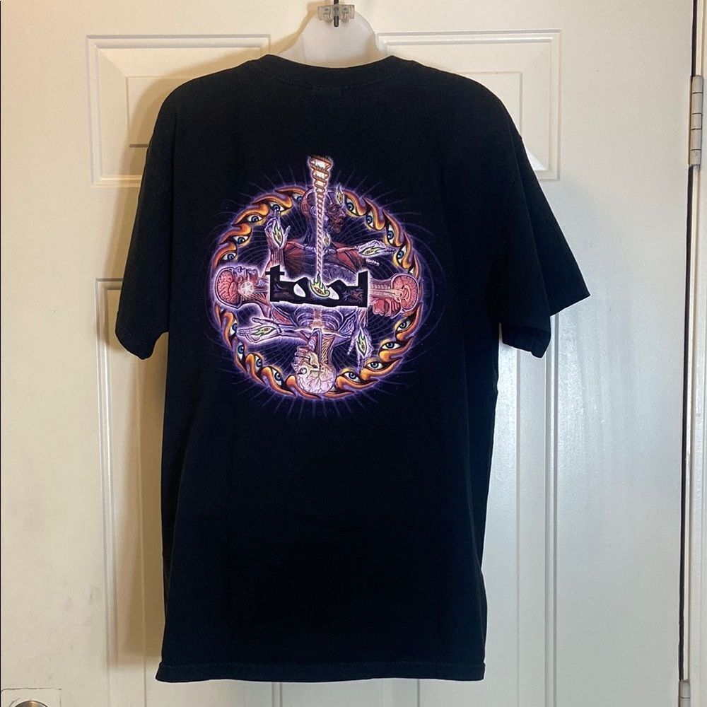 Vintage anvil Tool Schism True Y2K Open 15 💯 Cotton Black Graphic T-Shirt Size L